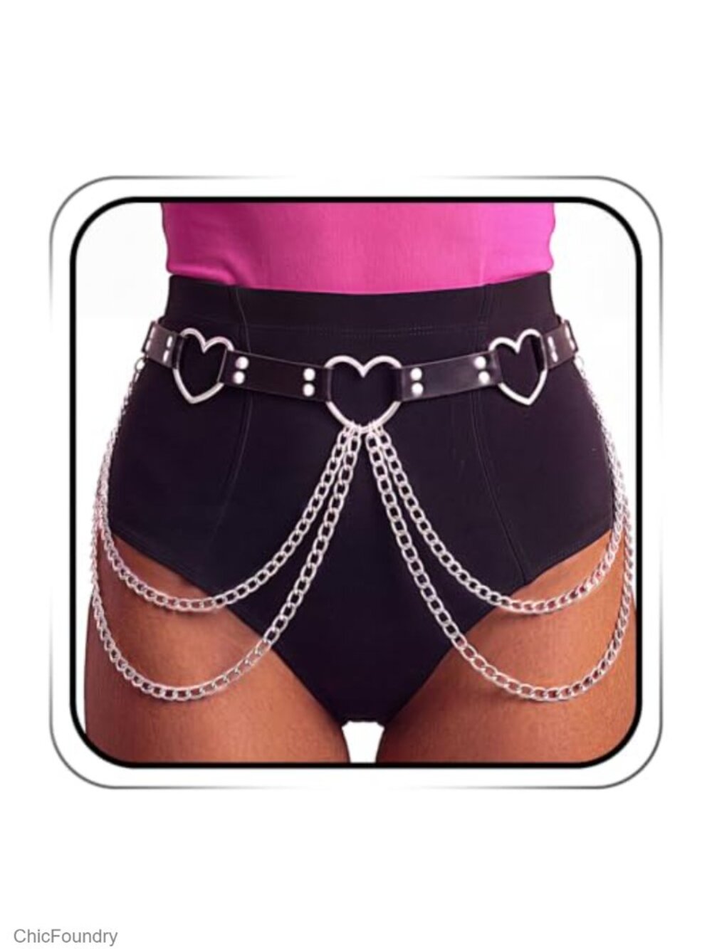 Gothic Waist Chain Leather Belt for Women, Punk Belly Chain Jewelry